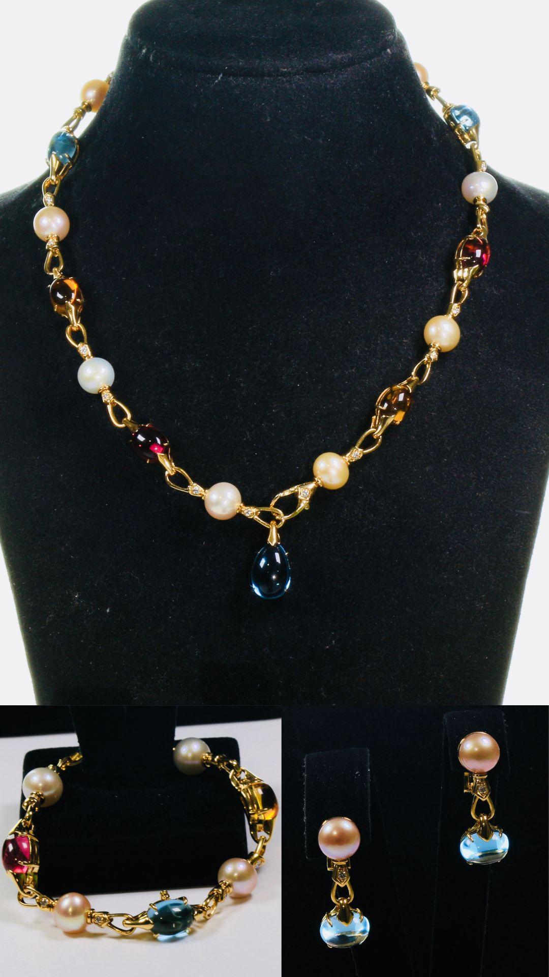 Bulgari Yellow 18k Gold and Multicolored Stones Parure For Sale 1