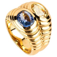 Bulgari Yellow and Blue Sapphire Gold Ring