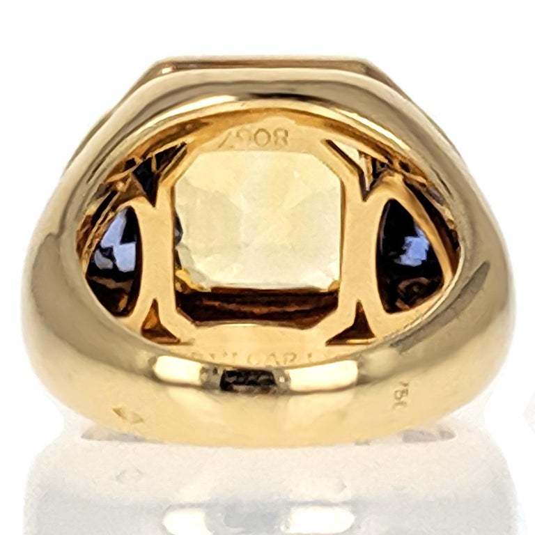 Bulgari Yellow and Blue Sapphire Ring For Sale at 1stdibs