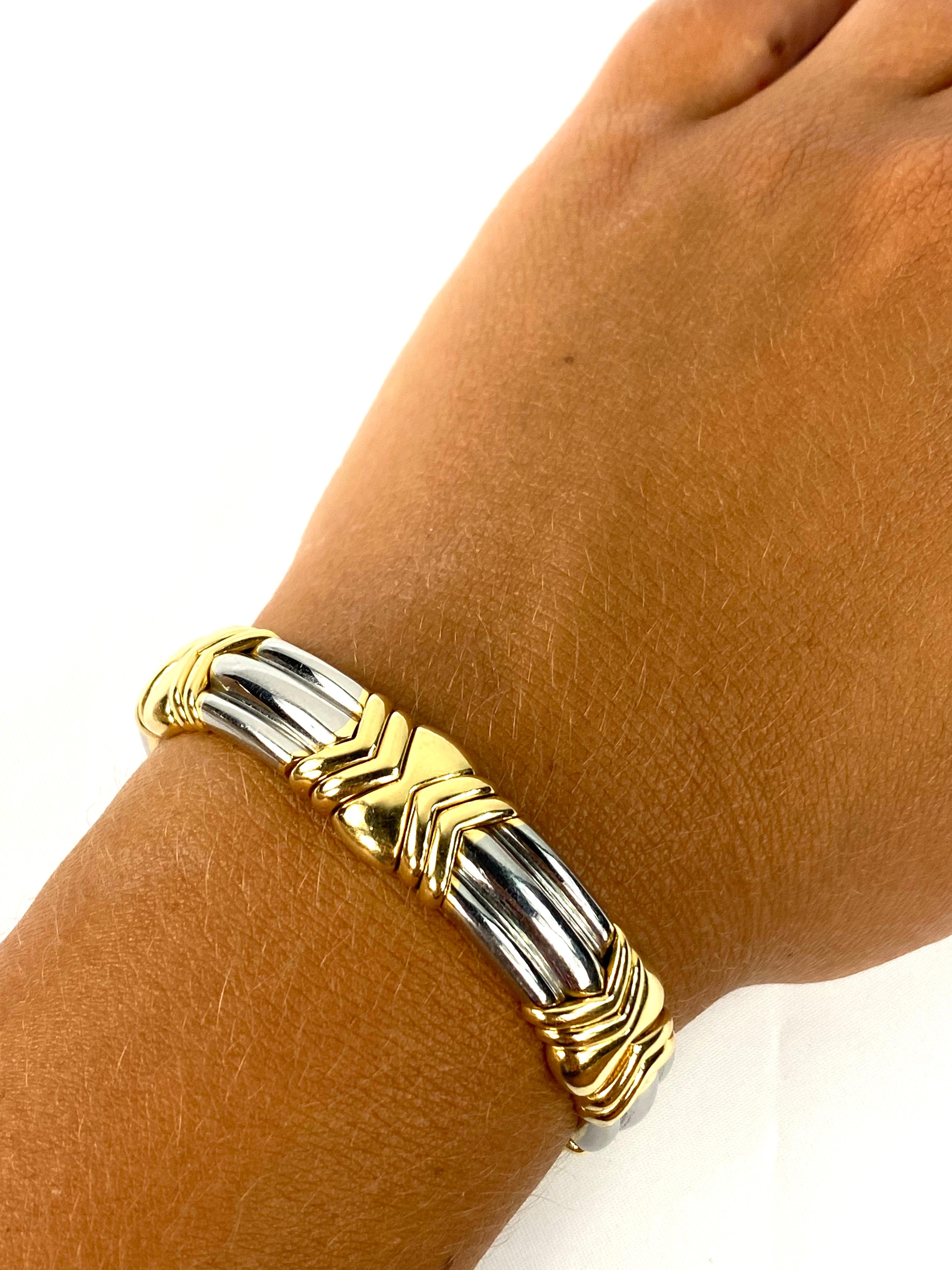 Bulgari Yellow and White Gold Cuff Bangle Bracelet  3