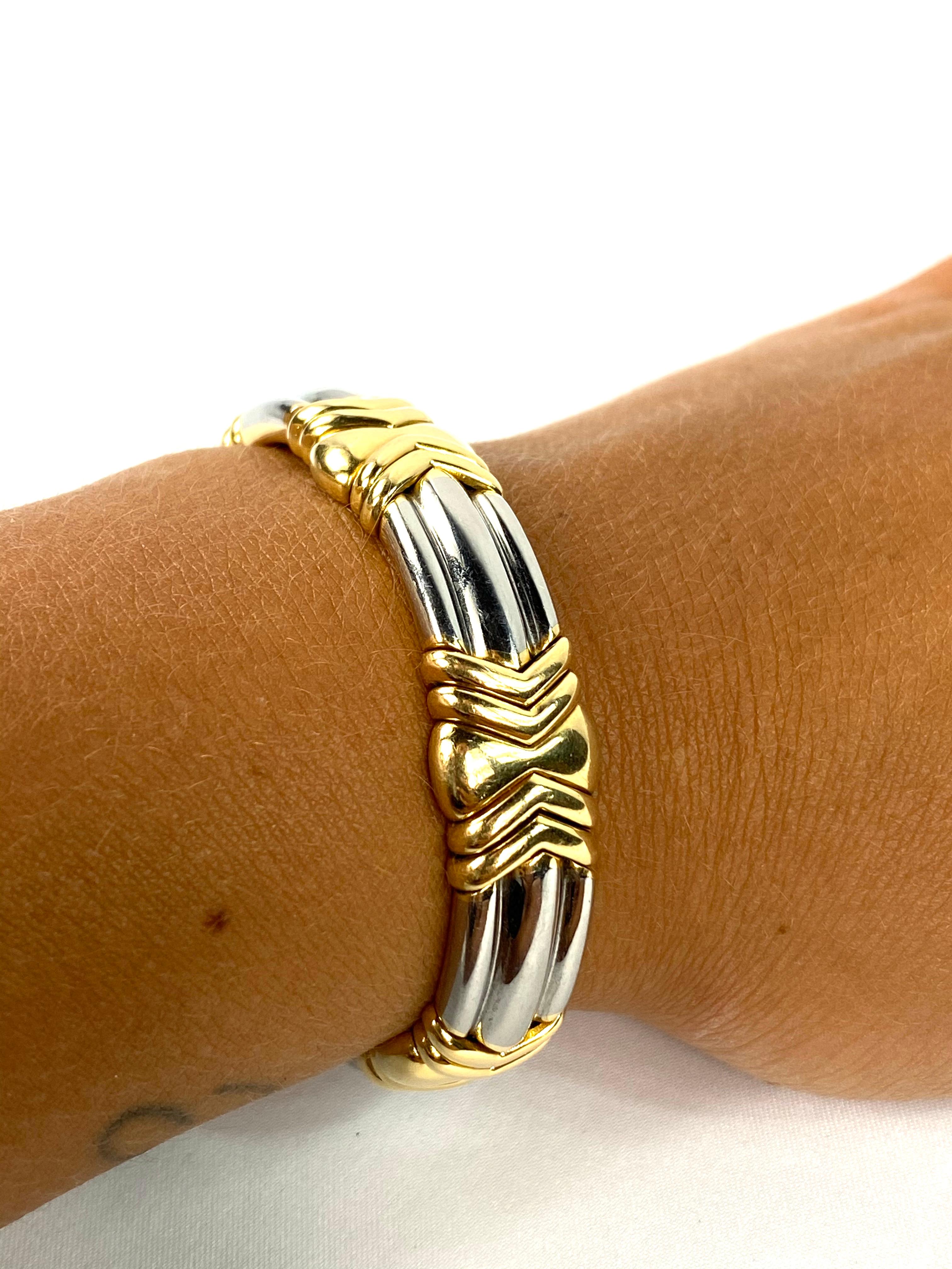 Bulgari Yellow and White Gold Cuff Bangle Bracelet  5