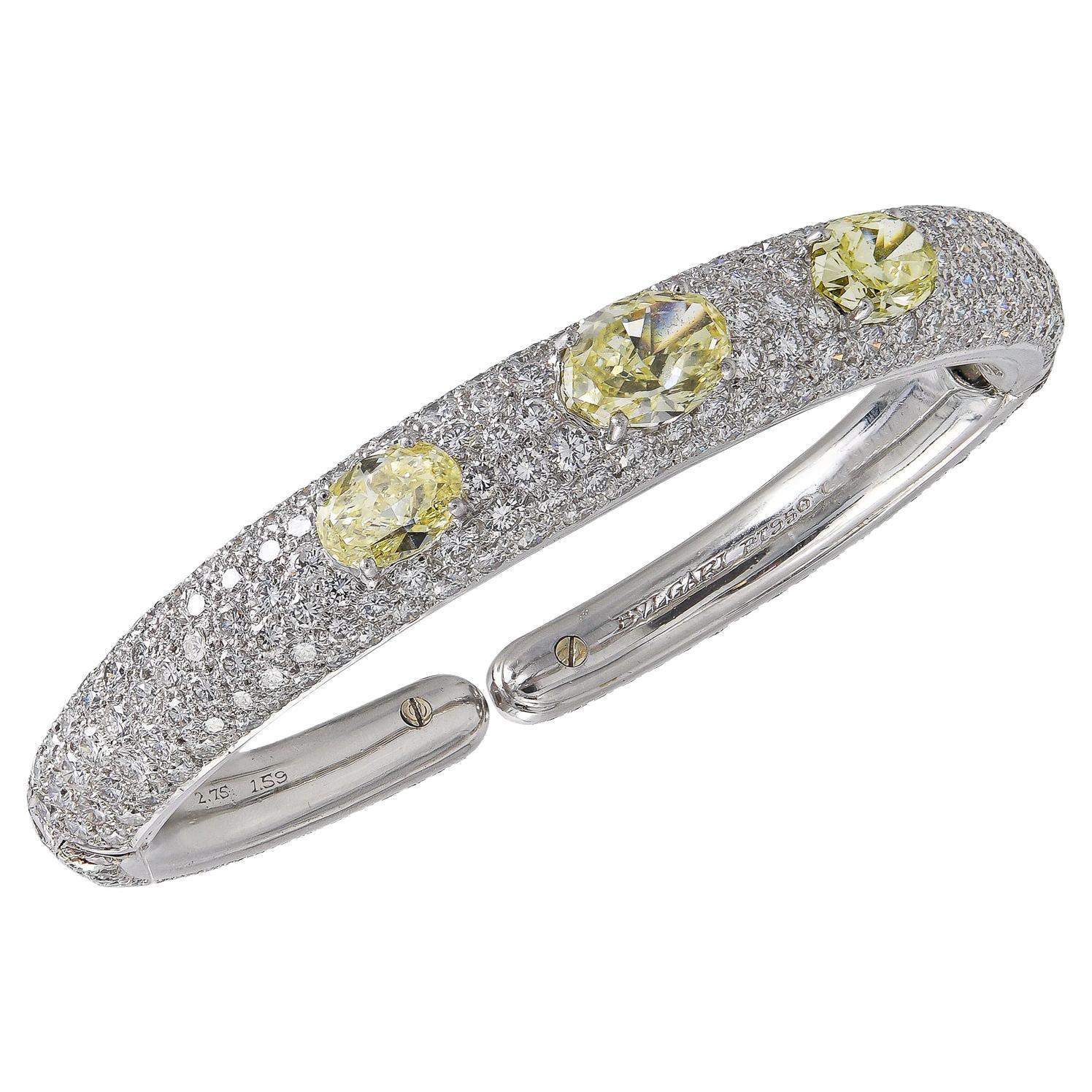 Bulgari Yellow Diamond Pavé Bangle Bracelet For Sale