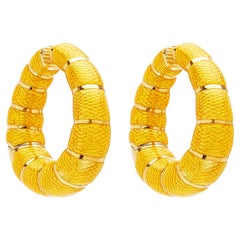 Vintage Bulgari Yellow Enamel Hoop Earrings