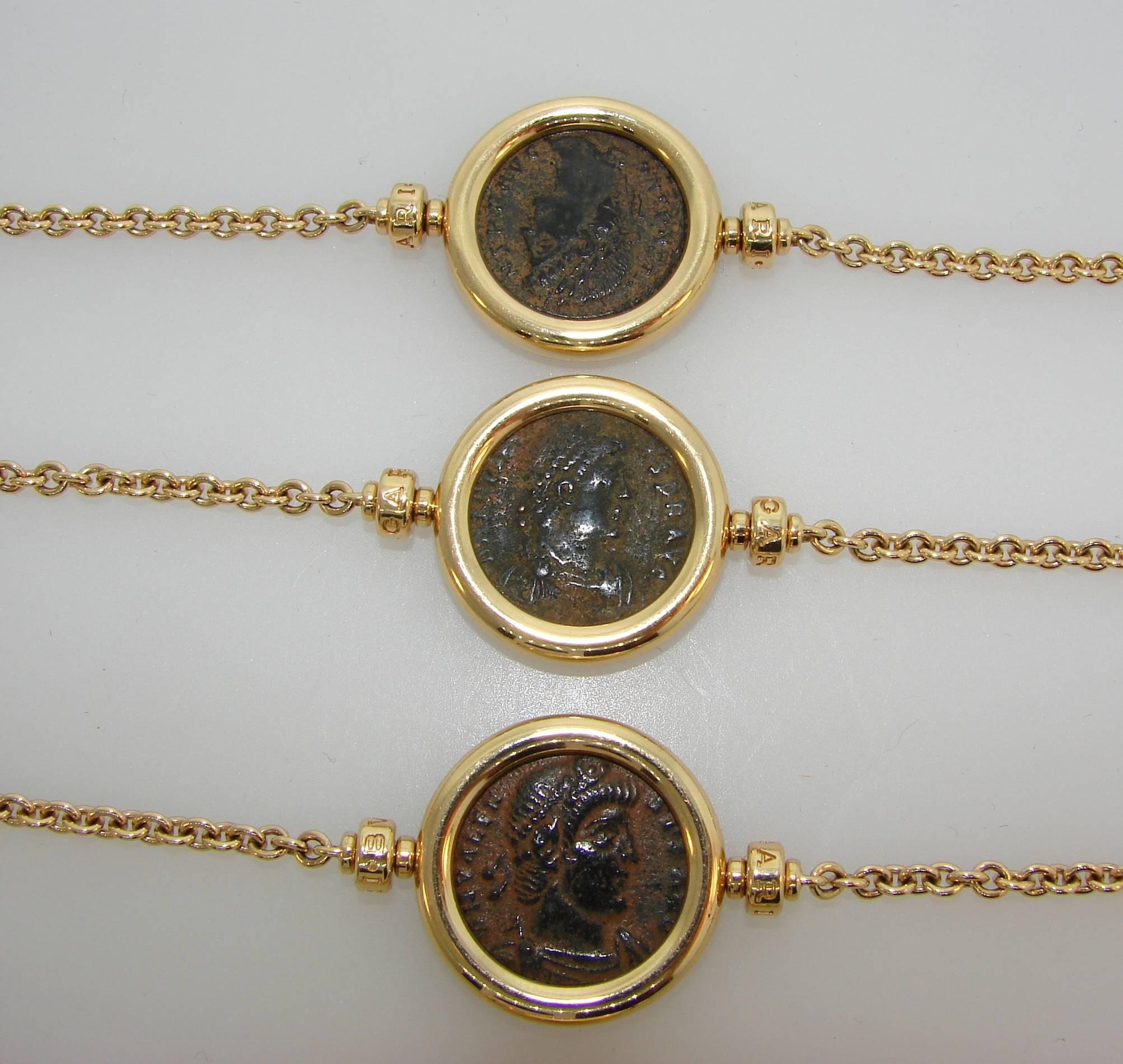 Women's or Men's Bulgari Yellow Gold Ancient Coin Monete Necklace