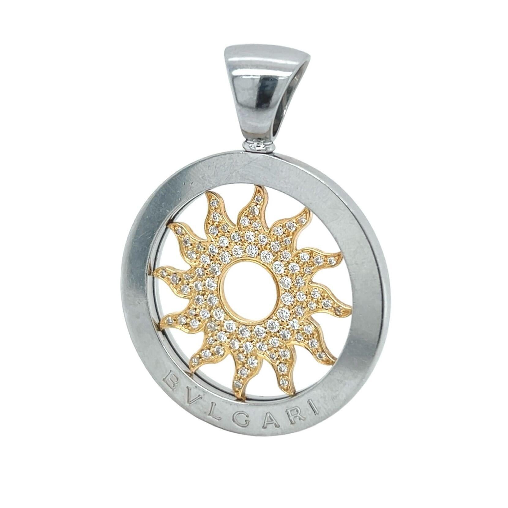 bulgari anhänger sonne stahl/gelbgold mit lederband