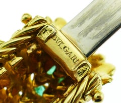 Bulgari Yellow Gold Bracelet Pair 1960s Bvlgari with Diamond Ruby Emerald