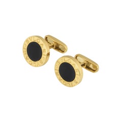 Bulgari Yellow Gold Bulgari Bulgari Onyx Cufflinks