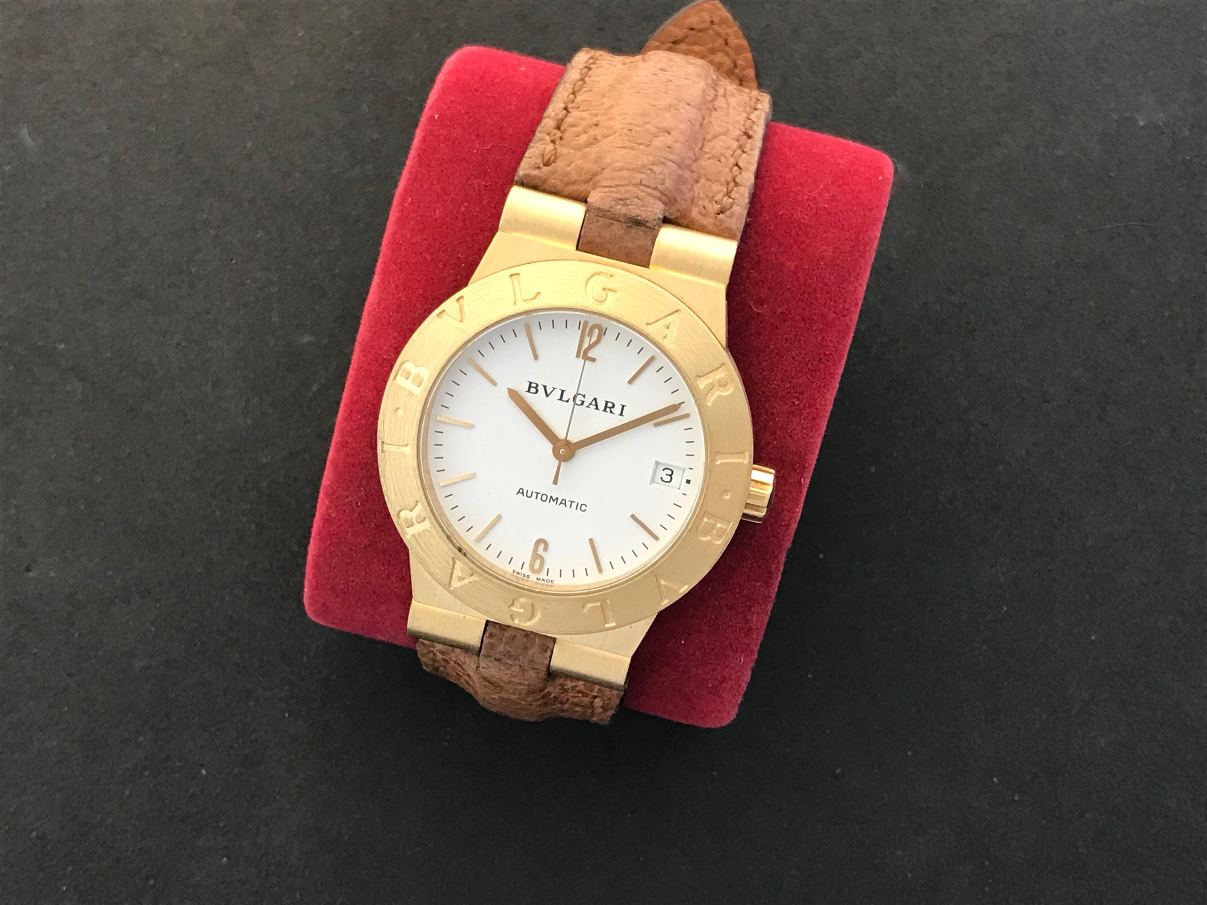 Bulgari Yellow Gold Diagono Automatic Wristwatch In New Condition In Dallas, TX