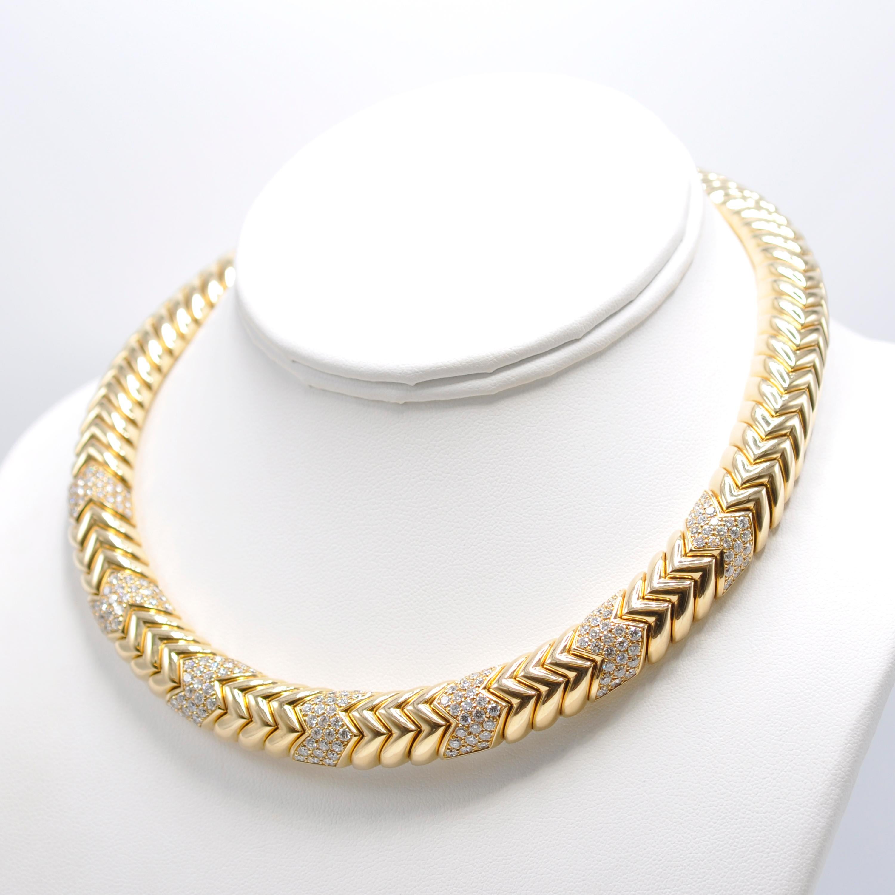 Modern Bulgari Yellow Gold Diamond Collar Necklace