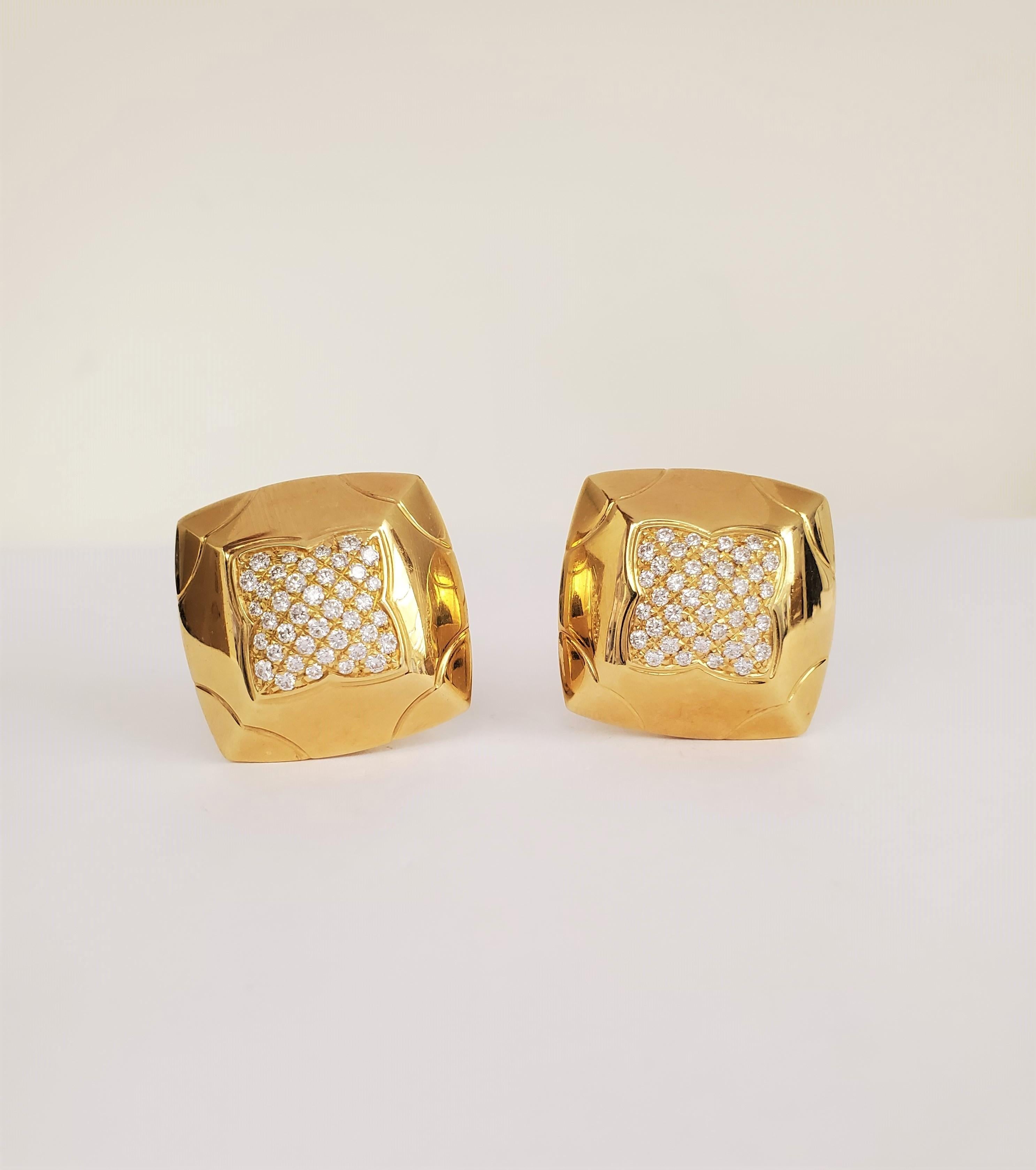Bulgari Yellow Gold Diamond Pyramide Earrings In Excellent Condition In New York, NY
