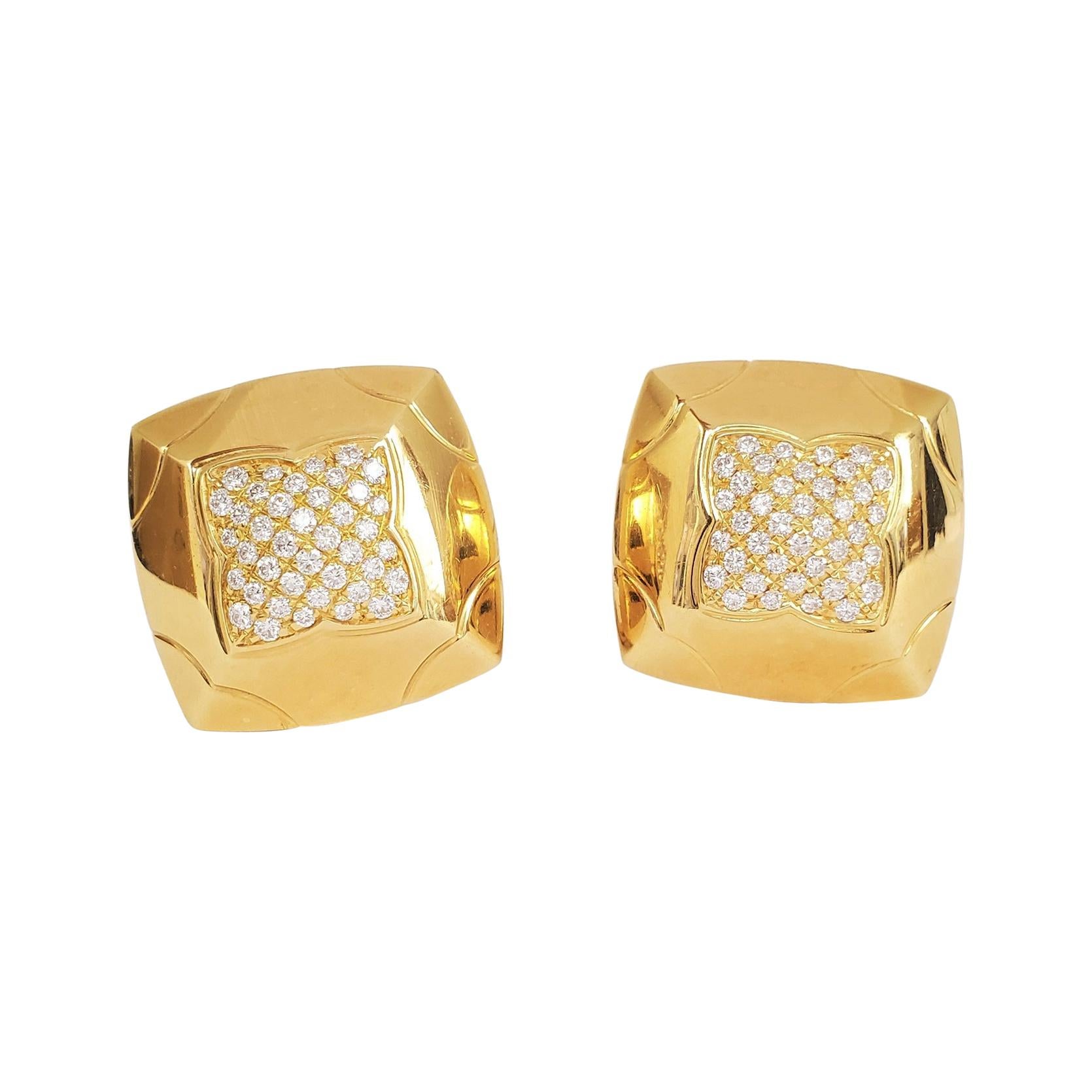 Bulgari Yellow Gold Diamond Pyramide Earrings