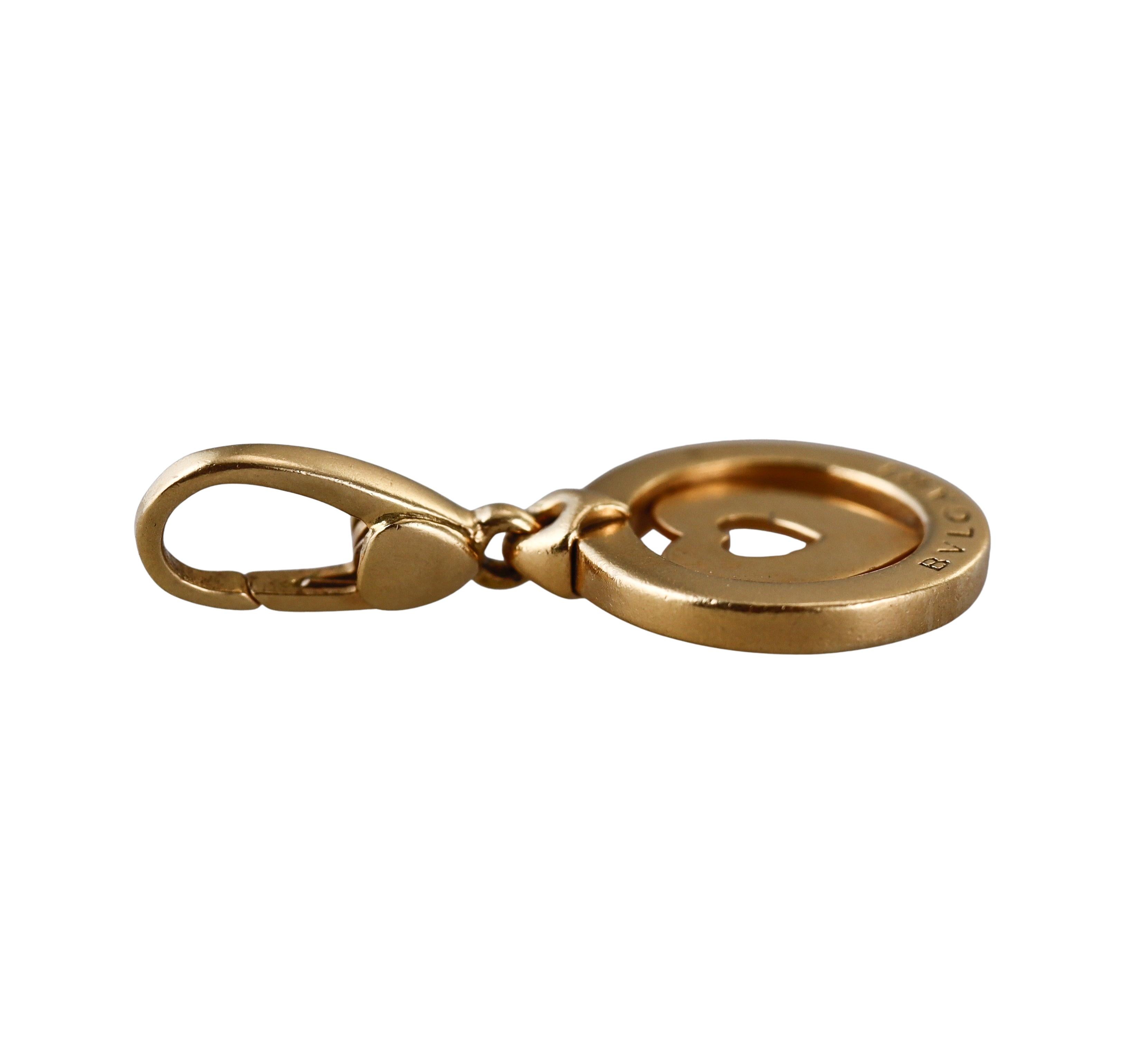 Bulgari Yellow Gold Heart Charm Pendant In Excellent Condition For Sale In New York, NY
