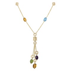 Bulgari Yellow Gold Multi-Gem B.zero1 Mini Drop Necklace