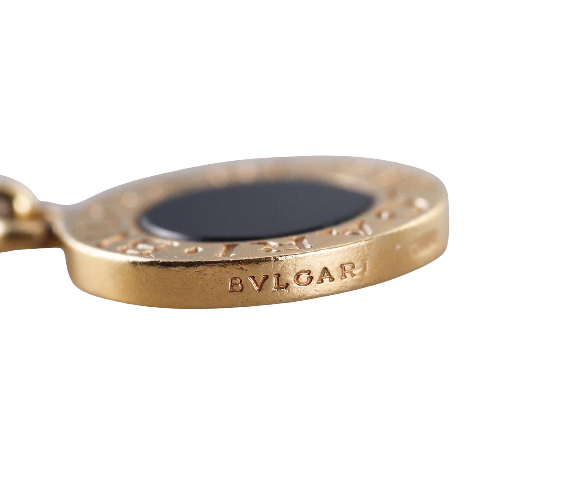 Bulgari Yellow Gold Onyx Charm Pendant In Excellent Condition For Sale In New York, NY