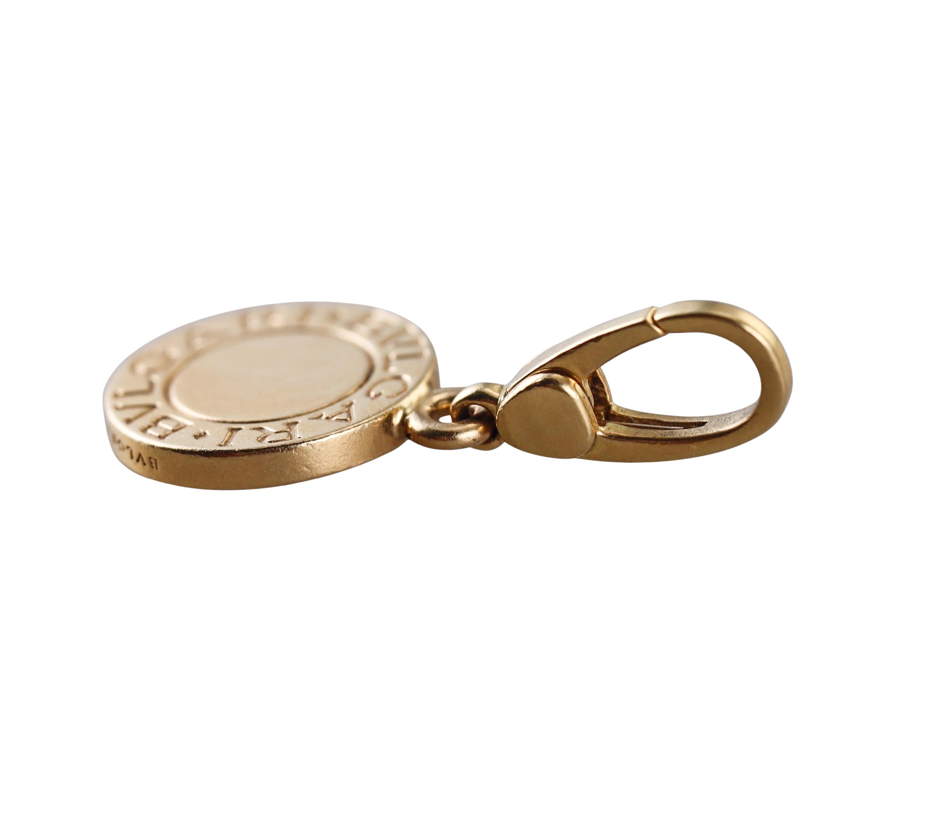 Women's Bulgari Yellow Gold Onyx Charm Pendant For Sale