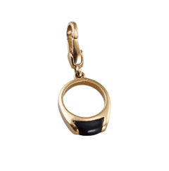 Bulgari Yellow Gold Onyx Ring Charm Pendant