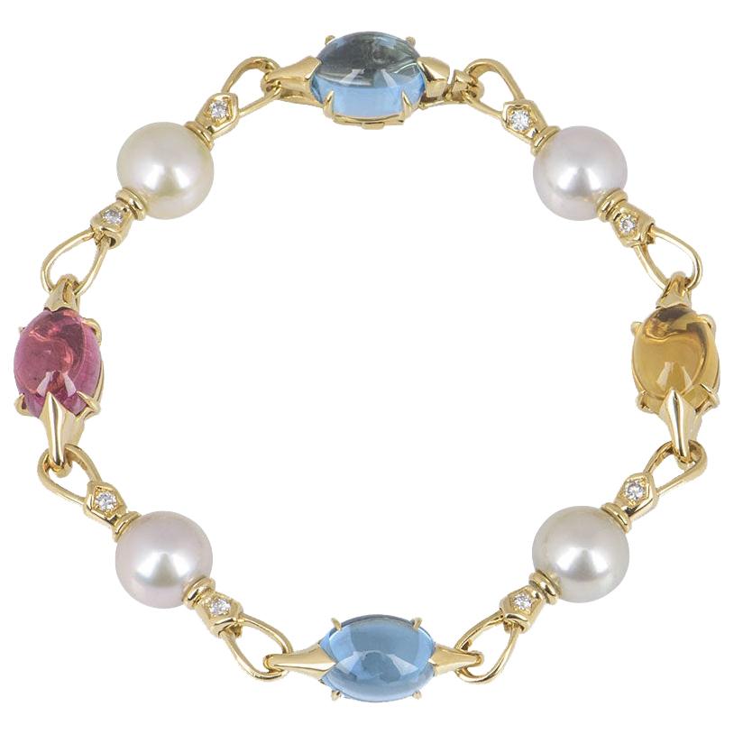 Lauren Ralph Lauren Gold-Tone Multicolor Stone Triple-Row Flex Bracelet |  CoolSprings Galleria