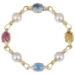 Bulgari Gelbgold Perle und Multi-Gem Allegra Armband