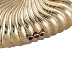 Bulgari Yellow Gold Ruby Sapphire Diamond Clutch Purse Vanity Bag