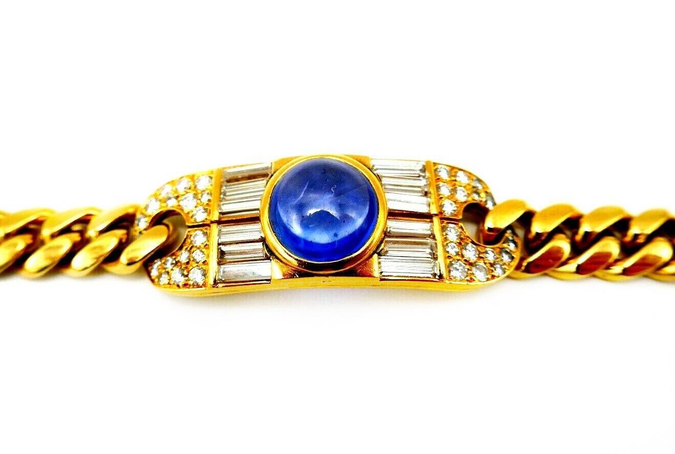 Bulgari Yellow Gold Sapphire Diamond Chain Bracelet For Sale 6