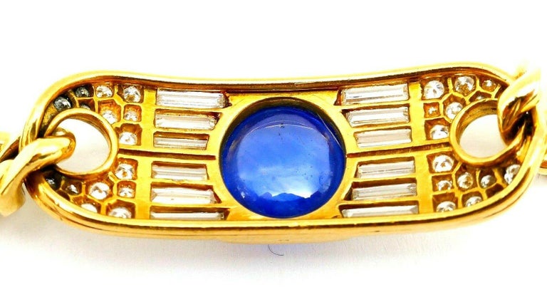 Bulgari Yellow Gold Sapphire Diamond Chain Bracelet For Sale 2