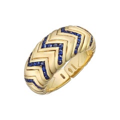 Bulgari Yellow Gold Sapphire "Spiga" Band Ring