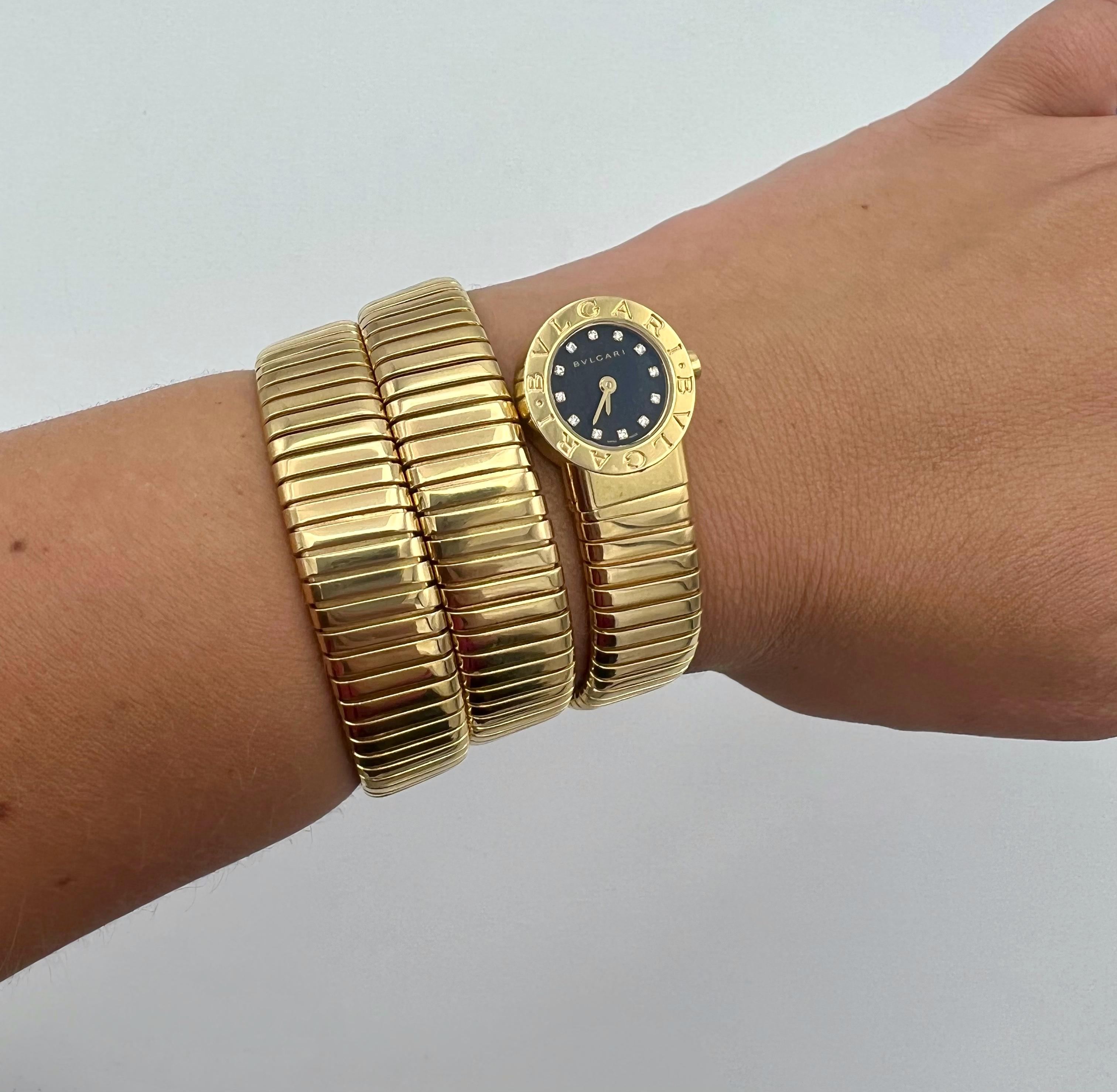 Bulgari Yellow Gold Serpenti Tubogas Wrap Around Wrist Watch w/ Diamonds 4