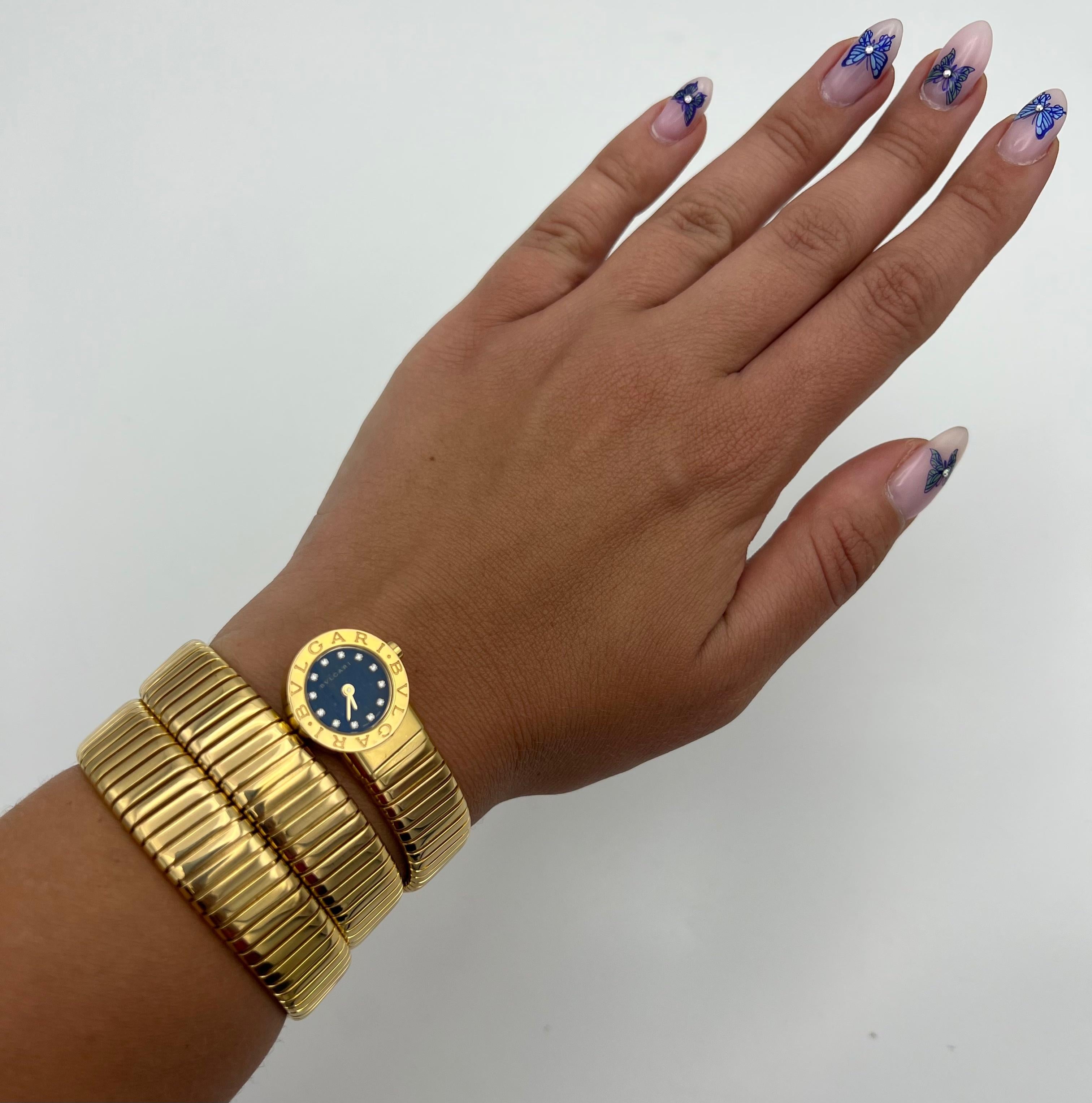 Bulgari Yellow Gold Serpenti Tubogas Wrap Around Wrist Watch w/ Diamonds 5