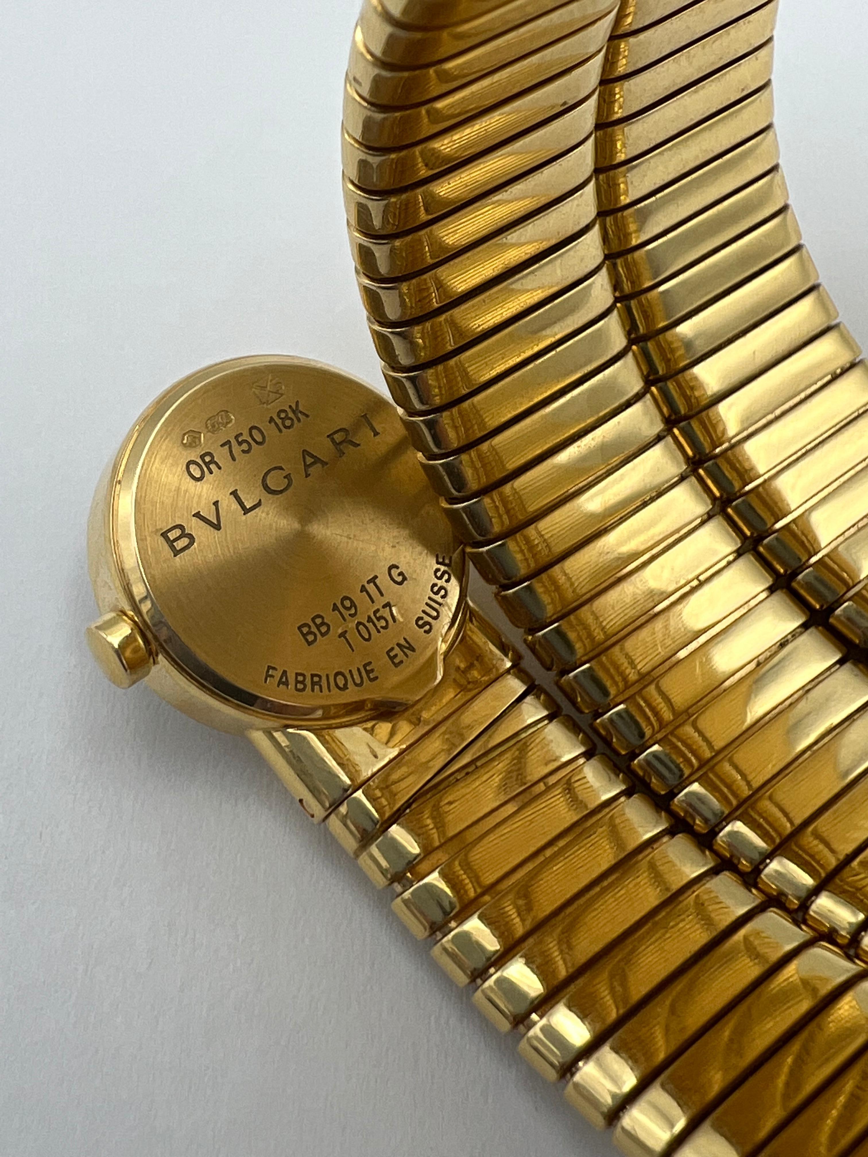 Women's or Men's Bulgari Yellow Gold Serpenti Tubogas Wrap Around Wrist Watch w/ Diamonds