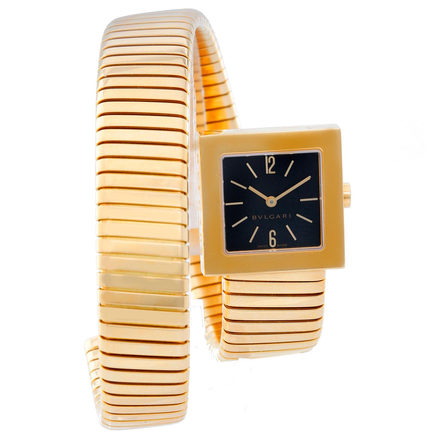 Bulgari Yellow Gold Solotempo Tubogas Quartz Wristwatch Ref SQ221T