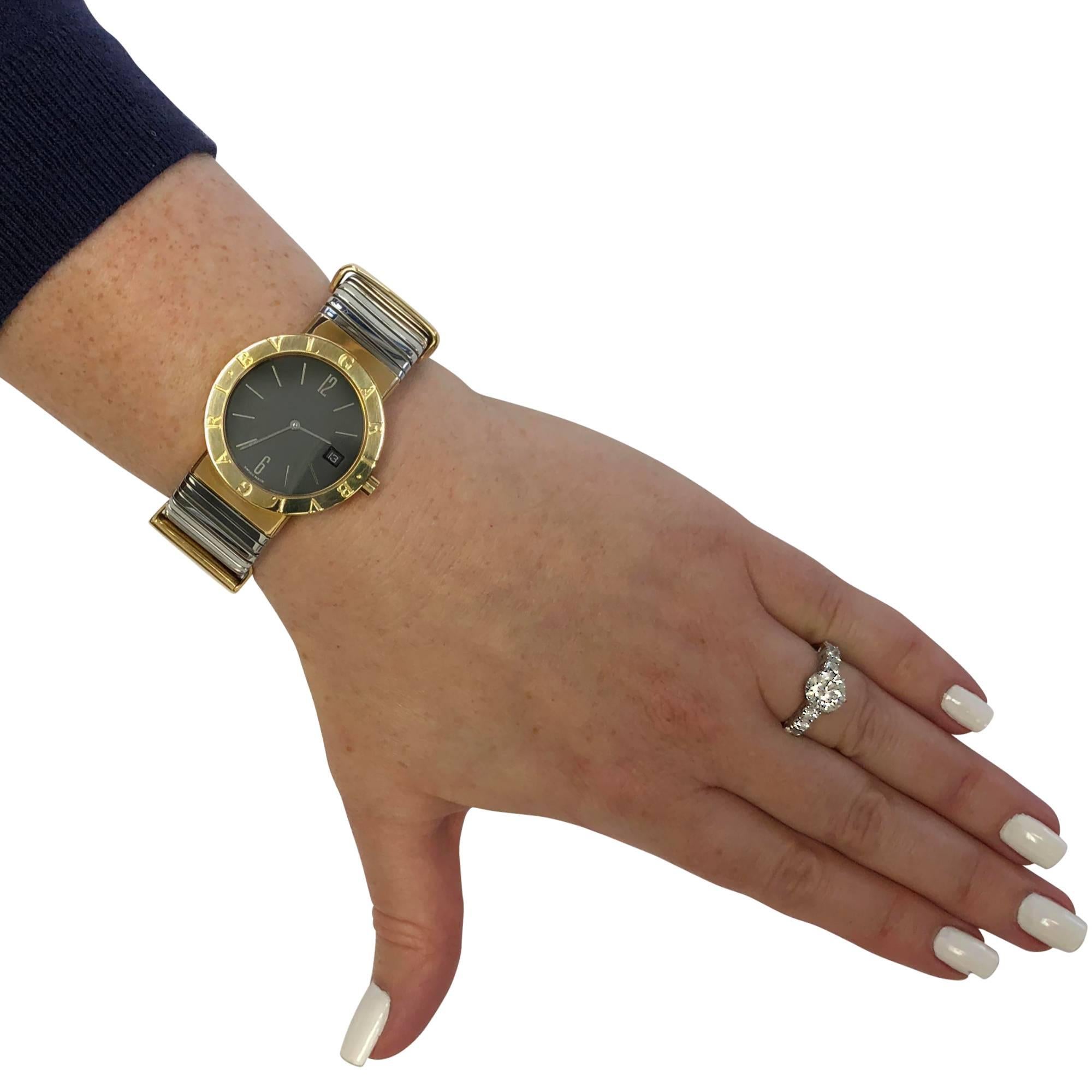 Modern Bulgari Yellow Gold Stainless Steel Tubogas Quartz Wristwatch