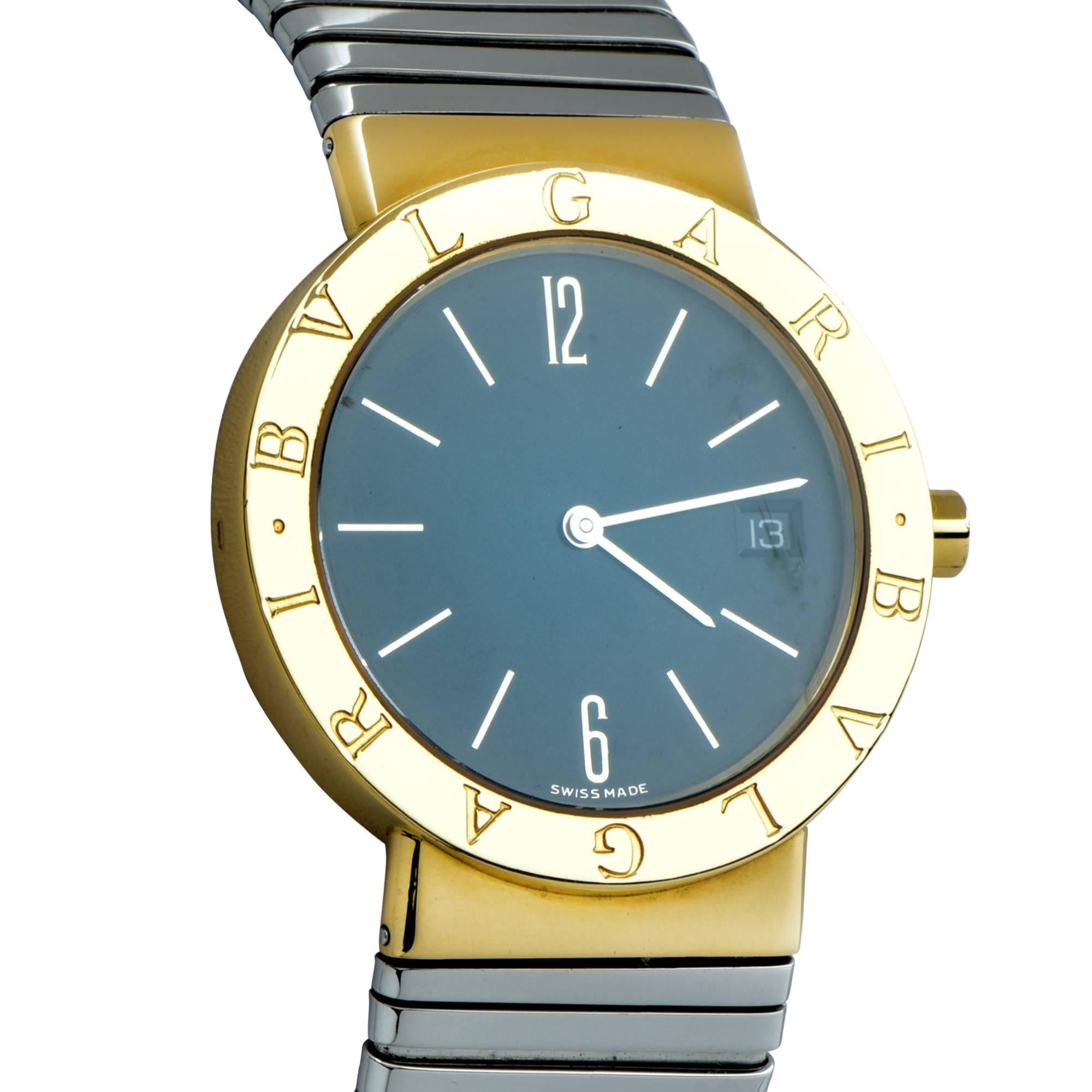 Women's or Men's Bulgari Yellow Gold Stainless Steel Tubogas Quartz Wristwatch
