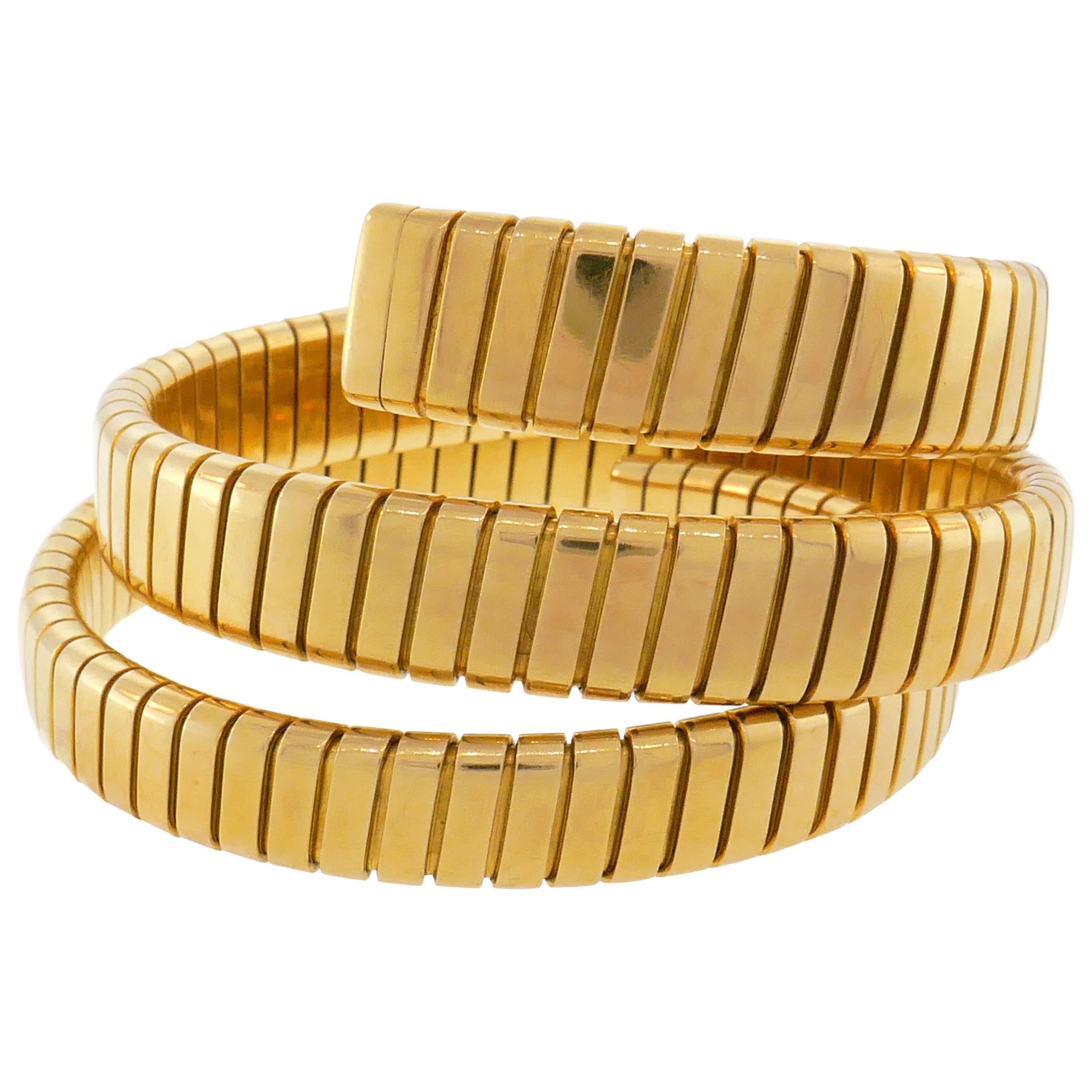 Bulgari Yellow Gold Tubogas Bracelet Bvlgari, 1970s