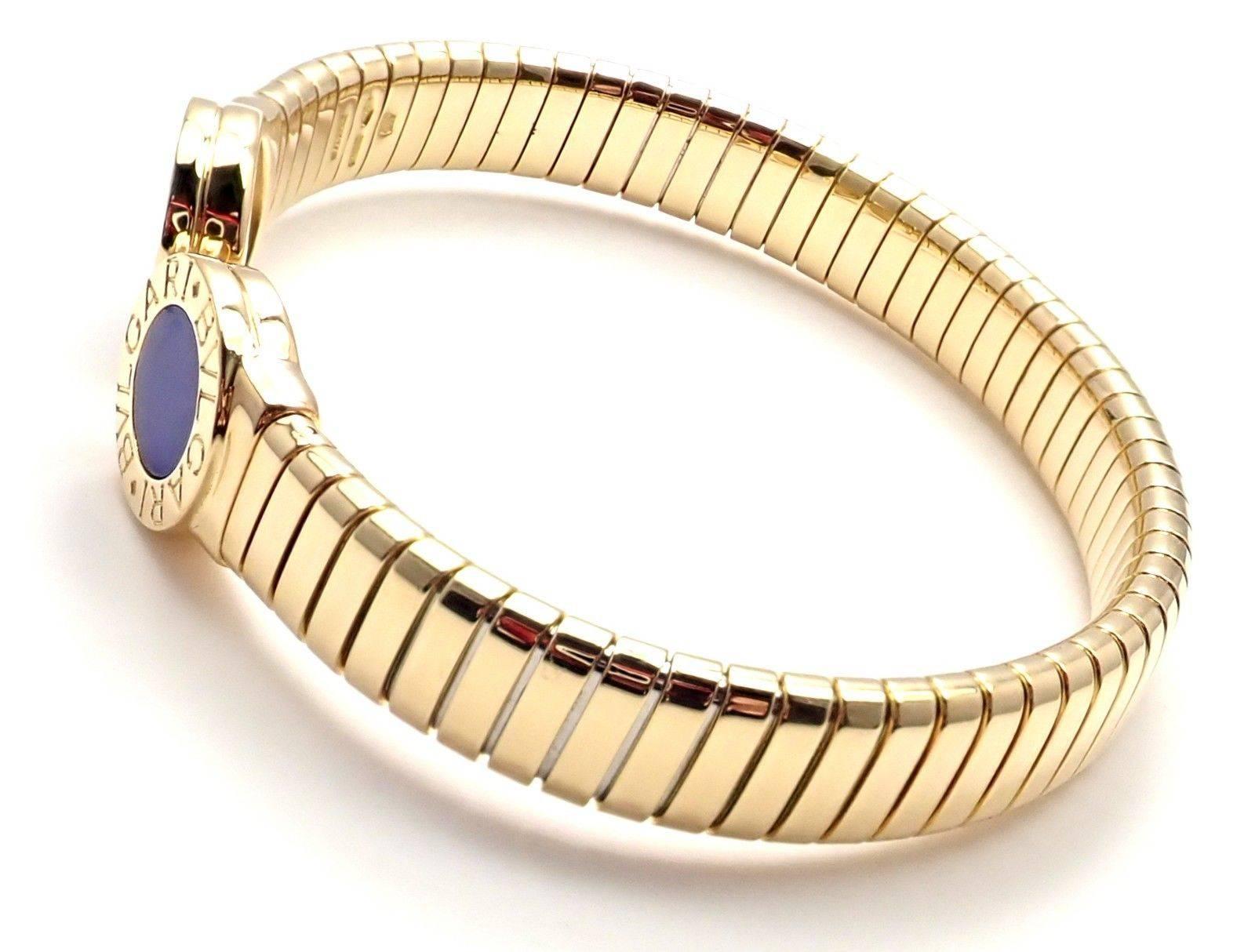 Bulgari Yellow Gold Tubogas Lapis Lazuli Bangle Bracelet 1