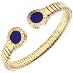 Bulgari Yellow Gold Tubogas Lapis Lazuli Bangle Bracelet
