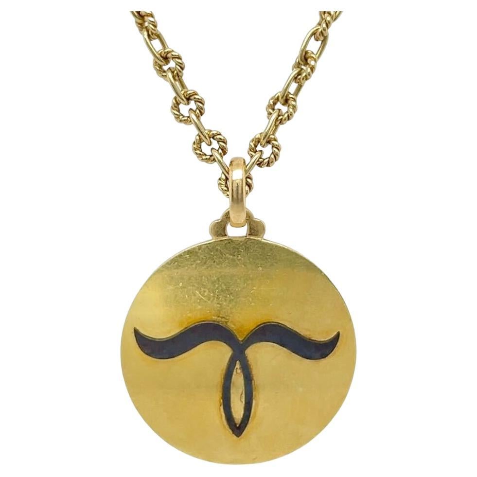 BULGARI Yellow Gold Zodiac Pendant Necklace