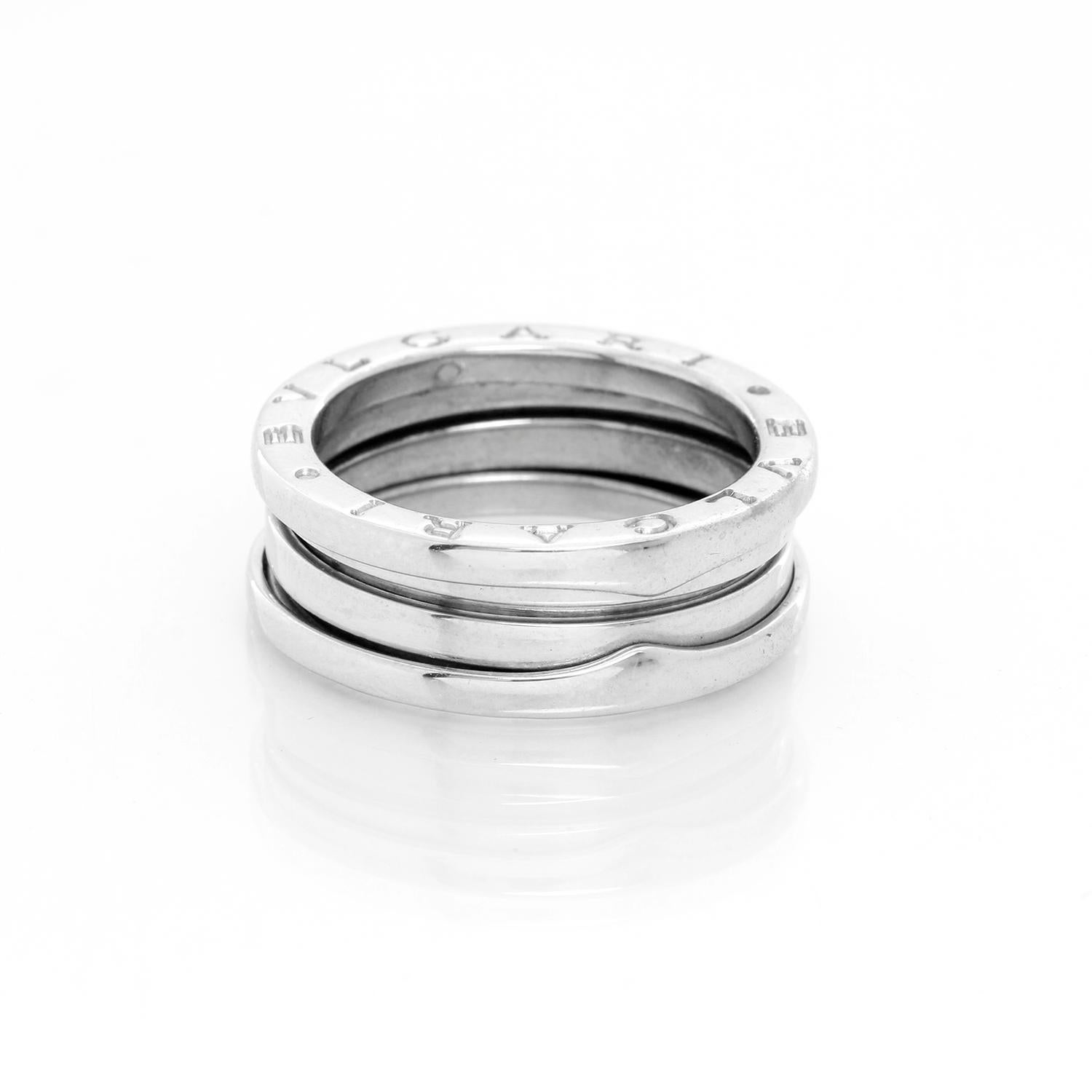 Bulgari  Zero 1 Three-band White Gold Ring  Size 7  1/2 - 18K White Gold Ring. Drawing its inspiration from the most renowned amphitheater of the world, the Colosseum, the B.zero1 ring is a true statement of Bulgari’s creative vision, challenging