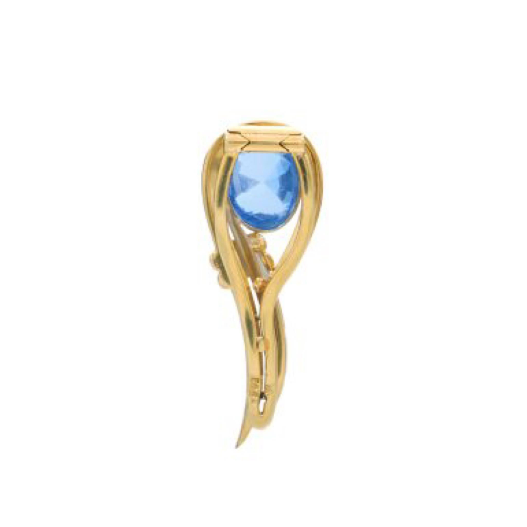 Pear Cut 1930s GIA Certified 4.25 Carats Unheated Sapphire and Gold Clip For Sale