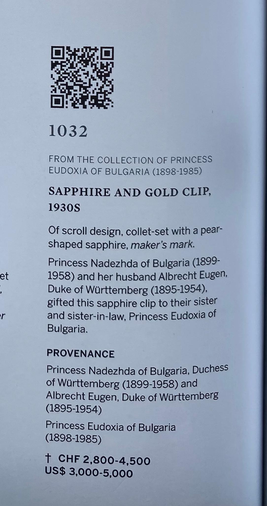 1930s GIA Certified 4.25 Carats Unheated Sapphire and Gold Clip For Sale 2