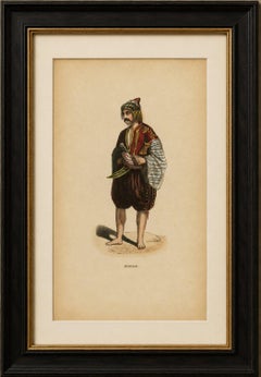Bulgarischer Mann in traditioneller Kleidung - Antike Trachtenlithographie, um 1852