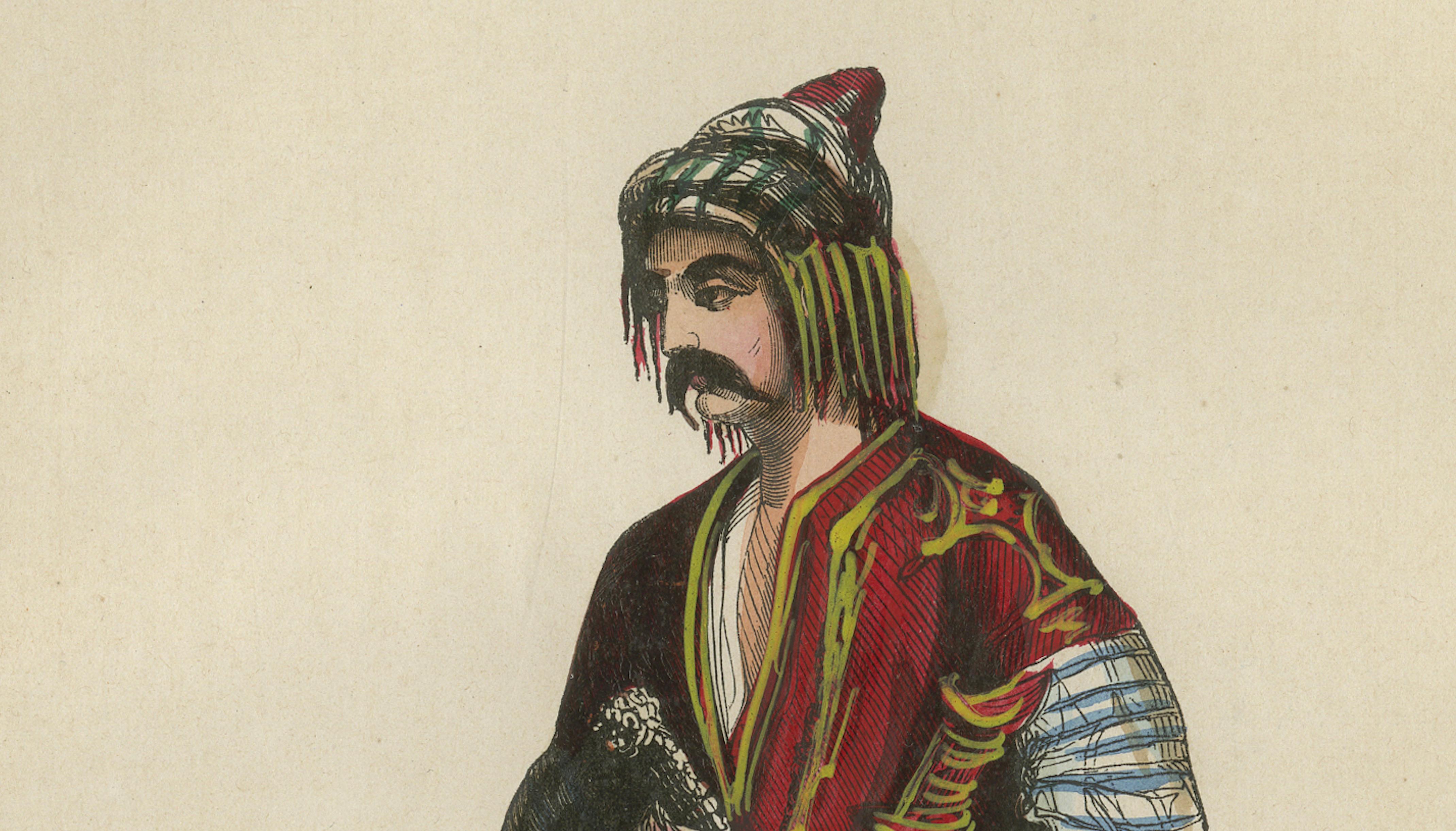 Bulgarian Man in Traditional Dress - Antique Costume Lithograph, c.1852