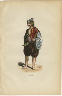 Bulgarian Man in Traditional Dress - Antique Costume Lithograph, c.1852