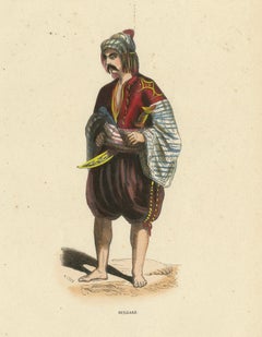 Bulgarian Man in Traditional Dress – Hand-Coloured Lithograph, c.1845