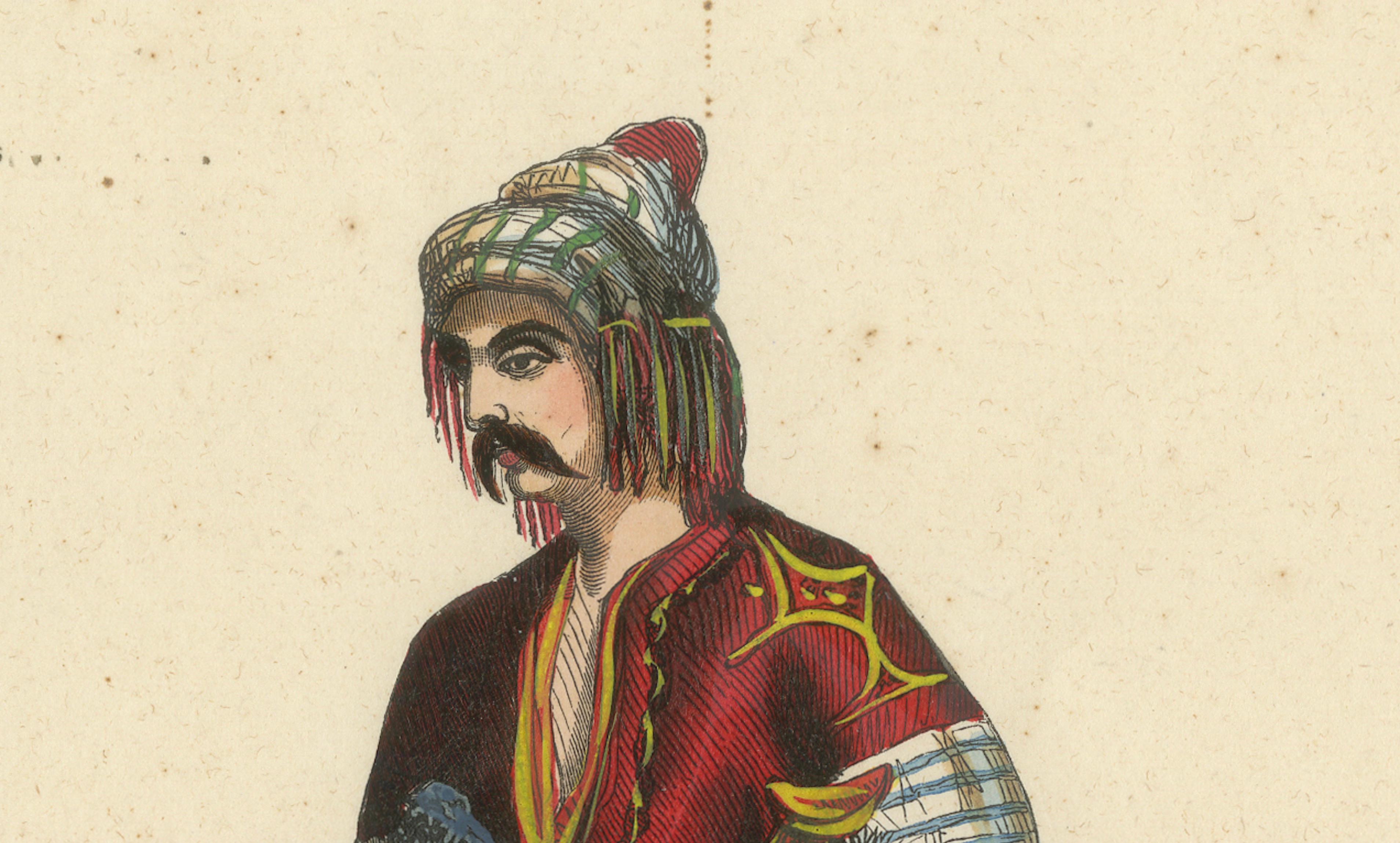 Bulgarian Man in Traditional Dress – Hand-Coloured Lithograph, c.1845