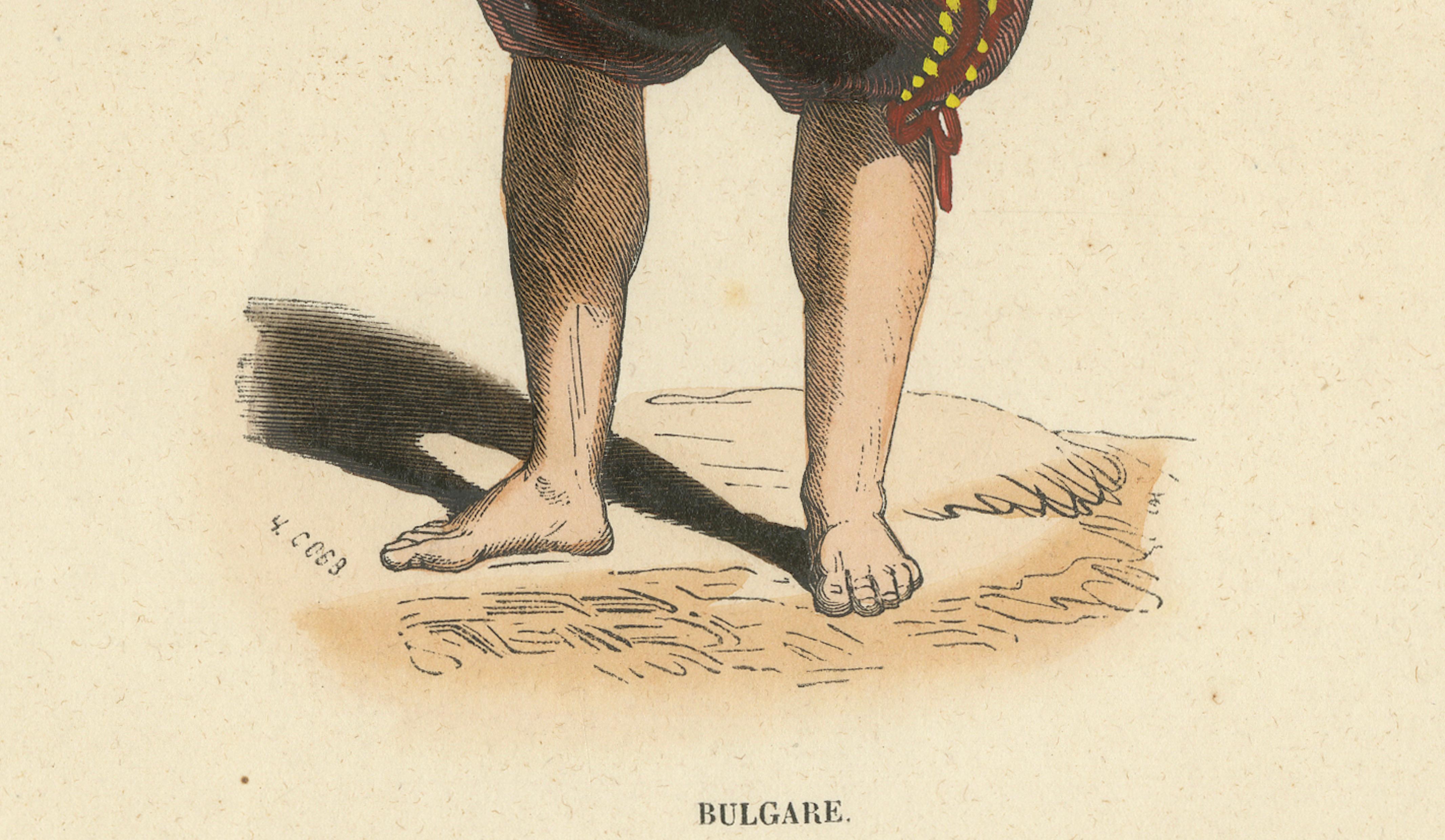 Bulgarian Man in Traditional Dress – Hand-Coloured Lithograph, c.1845