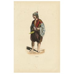 Hombre búlgaro con traje tradicional - Litografía coloreada a mano, c.1845