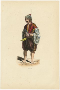 Bulgarian Man in Traditional Dress – Hand-Coloured Lithograph, c.1845