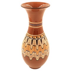 Bulgarian Troyan Vase, Hand-Crafted Terracotta, Folk Art Style, 1970s