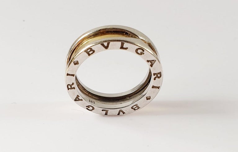 BulgariB. Zero 1 Ring with Two Loops Yellow and White 18k Gold For Sale at  1stDibs