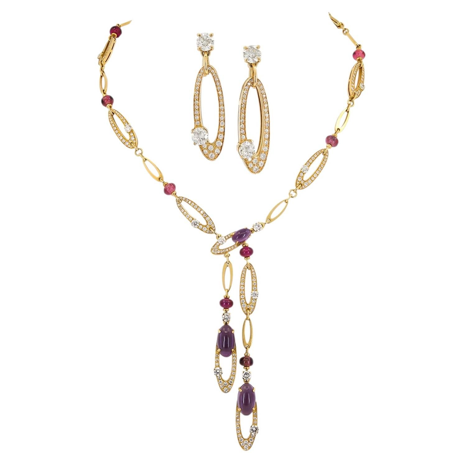Bulgari's Multi-colored Gem Diamond 'Elisa' Set For Sale